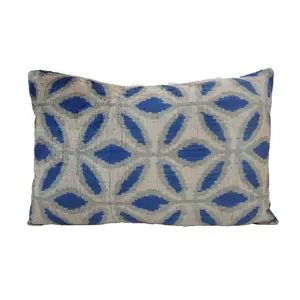 BLUE BAYOUX- IKAT SILK/VELVET PILLOWCASE
