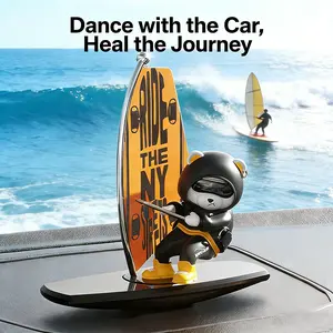 Trending Car Air Freshener Cute Surfing Bear Dashboard Decor - Premium Fragrance Auto Accessory for Fresh Car Smell 2026 Cute Wiggly Surf Bear Car Freshener Dashboard Ornament - High-End Auto Air Freshener Odor Eliminator Car Essential