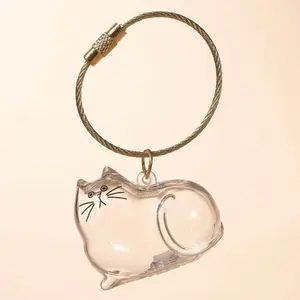 Clear Cat Fur Keepsake Charm - Portable Memorial Keychain for Pet Lovers, Customizable Cat Hair Jewelry Gift