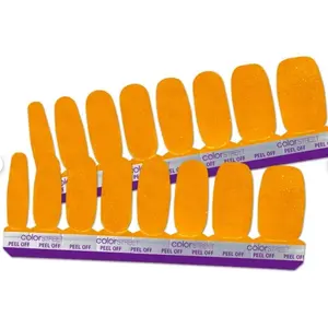 Orange Glitter Nail Polish Strips, 16 Double-Ended Wraps | 100% Real Polish for a Quick No-Dry-Time Manicure at Home, Multi-Pack