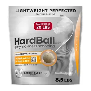 Hardball Clumping Cat Litter, Lightweight Platinum, Multi-Cat, Garden Bloom, 8.5 lb