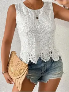 Short Sleeve Pure Color Sexy Lace Top, Boho Trendy Fashion Casual Versatile Undergarment, Stylish Design for Everyday Wear