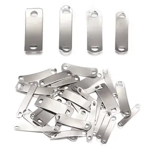10pcs/lot Stainless Steel Connectors 2 Holes Blank Stamping Hand Tags For Jewelry Making DIY Charm Necklace Dog Tags Accessories