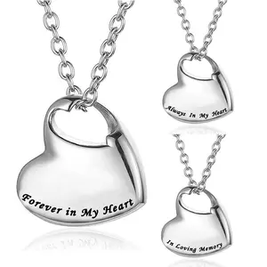 Creative peach heart stainless steel perfume bottle necklace pet loved ones urn jar memorial pendant necklace pet memorial