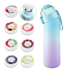 Gradient Water Sport Bottle with 7 Flavor Pod, 1 Count 650ml Refreshment Sports Water Bottle with 7 Counts Fruit Scent Cup, Portable Reusable Drinkware, BAP Free Sports Water Bottle, Valentine's Day Gift