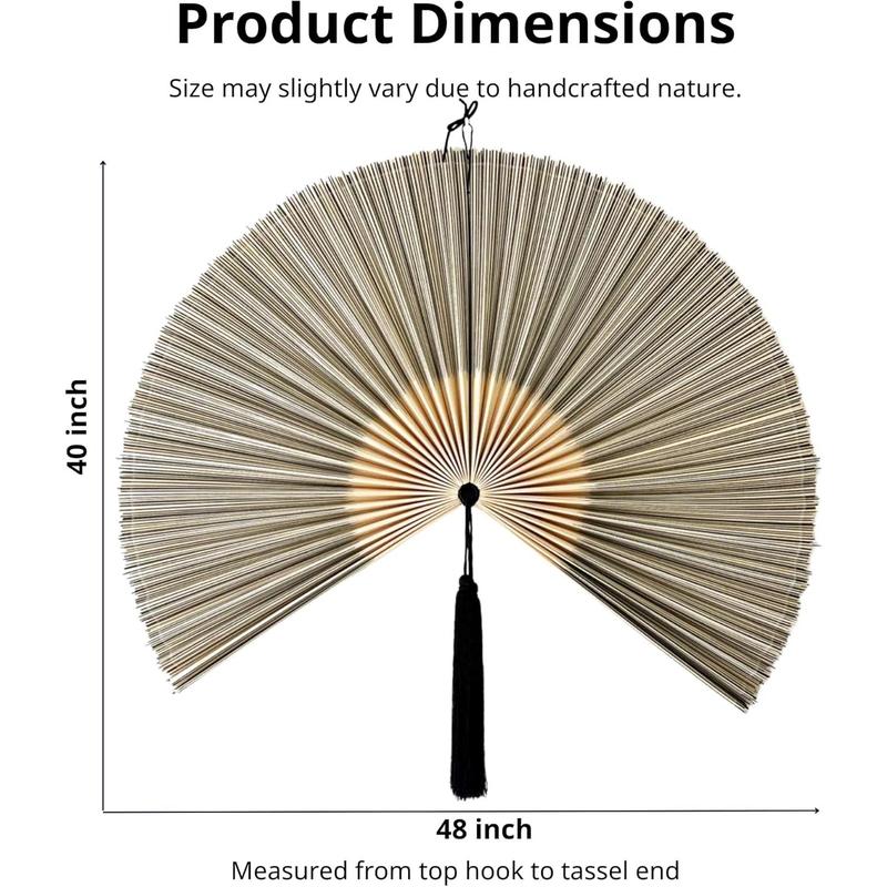 Fan Wall Decor,  Giant Fan, Large  Fan Wall Art For Boho Hanging Headboard, Decorative Folding Fans For Over Bed, Asia Trending
