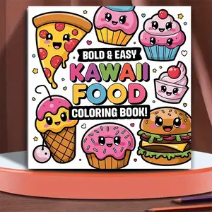 Cute Food Pattern Coloring Book, 1 Count 20 Pages Creative Coloring & Graffiti Art Notebook, Arts & Crafts Easels for Adults & Teens, Art Sketchbooks