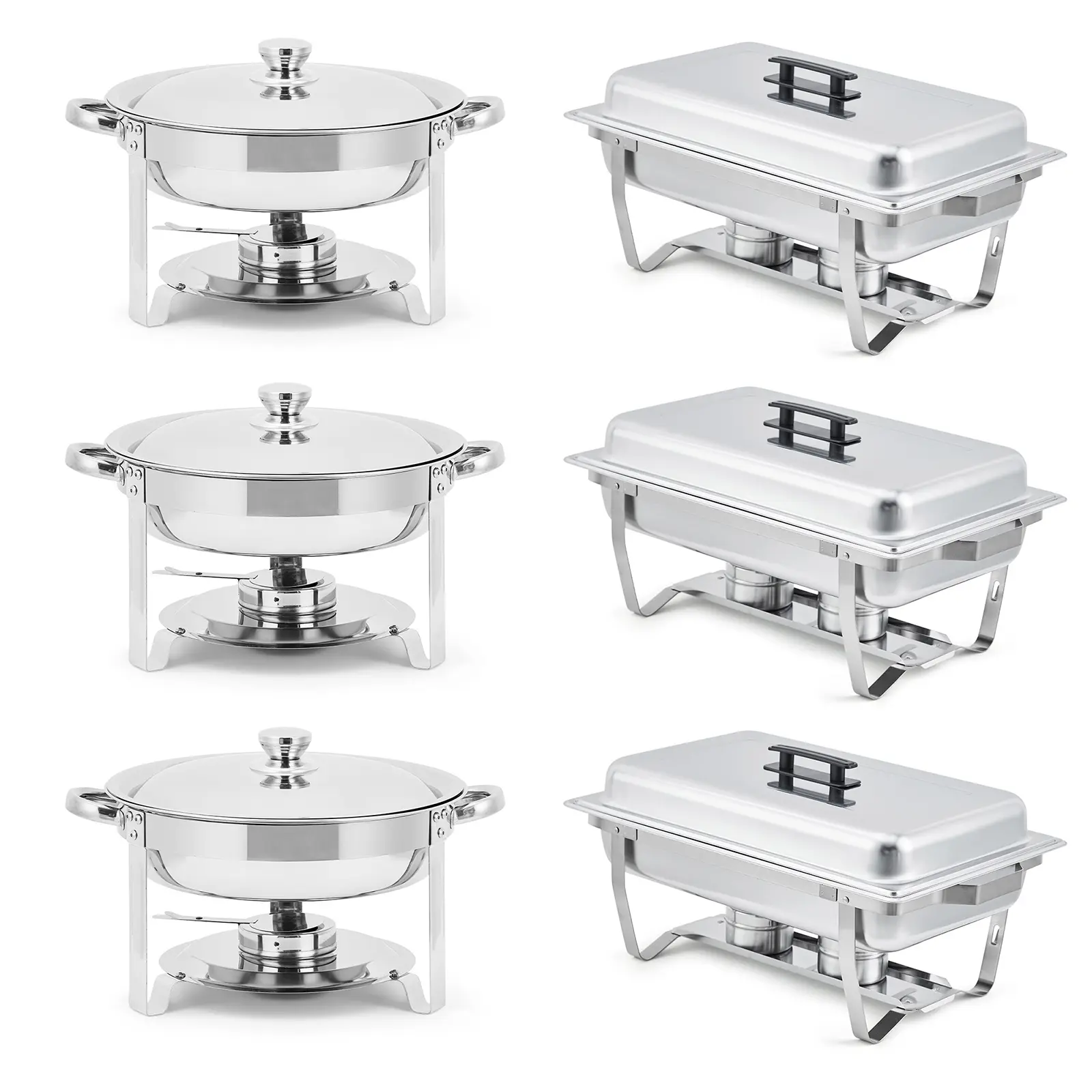 Silver, Mixed rectangles and circles 3+3pcs