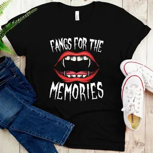 Mens Fangs For The Memories Vampire Halloween T-Shirt_1