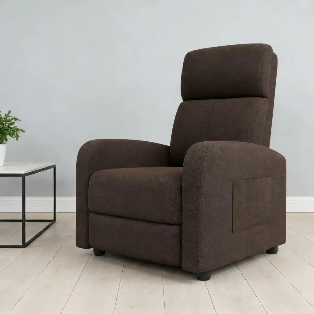 Garvee recliner armchair TV armchair lounge chair with reclining function upholstered chair linen adjustable single recliner living room bedroom home theater (brown)