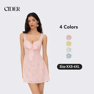 Cider Lace Sweetheart Bowknot Cami Mini Dress Casual Summer Womenswear