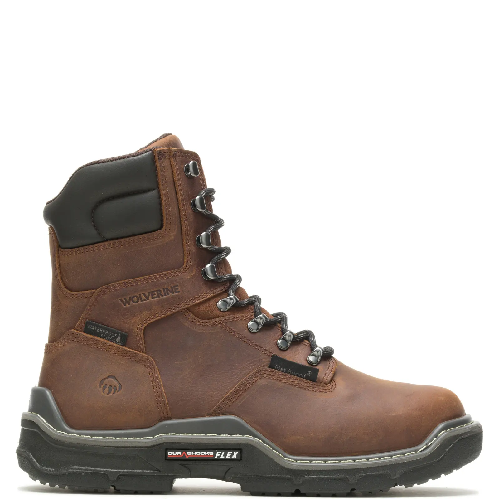 Wolverine Raider DuraShocks Met WP CarbonMax 8" Mens Brown Work Boots