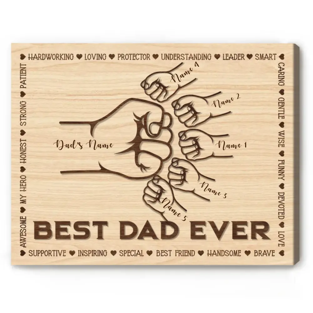 No Frame Poster 2025 Dad And Kids Custom With Names Fist Bump Father’s Day Sign Birthday Gift For Dad Gifts From Kids Fist Bump Print