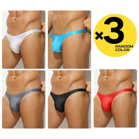 2/3/4 Pcs Random Color Men's Solid Plain Breathable Underwear Briefs, Narrow Edge Bikini Style, Back Hip-lifting, Smooth & Breathable, For Sports & Fitness