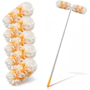 6ft Extendable Duster Handle with 5 Refills,Compatible ,360°Rotating Ceiling Fan Dusters with Lock, Heavy Duty Microfiber Dusting Pads for Home Cleaning,Blinds,Hard-to-Reach Areas