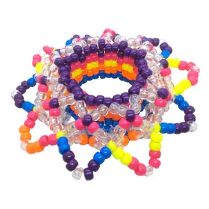 Neon 3d Kandi Cuff Raver Bracelet Neon Pony Beads Clear Beads EDCLV Dance Music Handmade-to-order