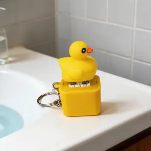 Croaking Duck/Frog Keychain, Replaceable Battery Croaking Duck/Frog Keychain, Fun Fidget Toy Keychain with Colored Lights and Sounds