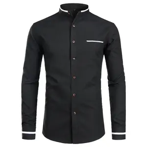 ZEROYAA Mens Hipster Mandarin Collar Slim Fit Long Sleeve Casual Button Down Oxford Dress Shirt with Pocket sublime shirt shirt summer outfits men