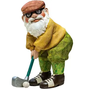 Garden Gnome Golf Leisure Decorative Ornament, Home Courtyard Design, Lawn Garden Gnome Decoration, Outdoor Yard Art Piece, Resin Statue