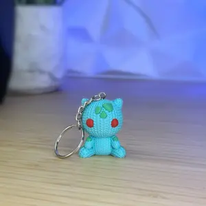 Crochet Bulbasaur Amigurumi Keychain Figurine