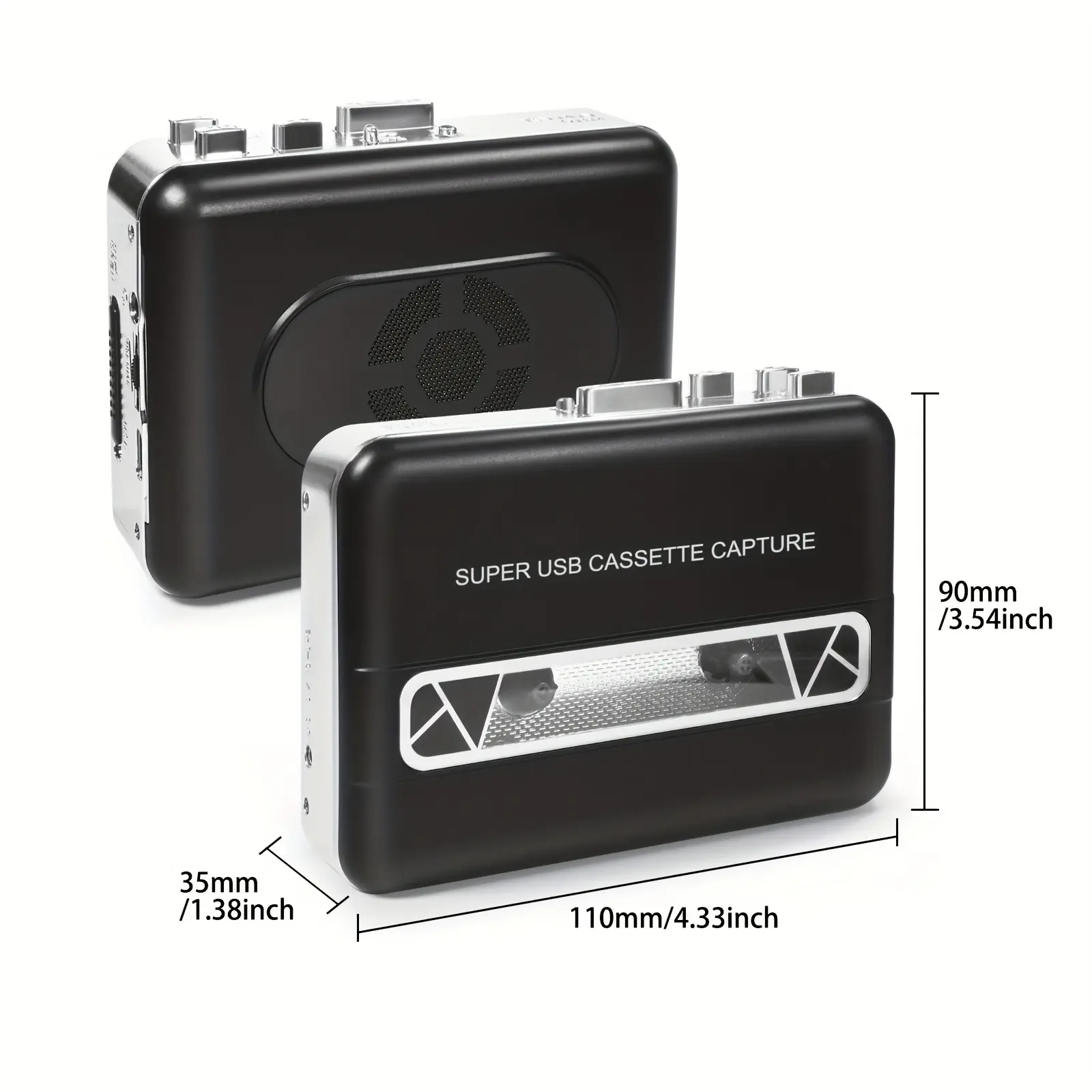 Portable Auto Reverse Cassette Player, Clear Stereo Cassette Tape Player with Big Speaker&Earphone, Cassette Tape to MP3 Converter, Powered by USB Power Cord Or AA Battery