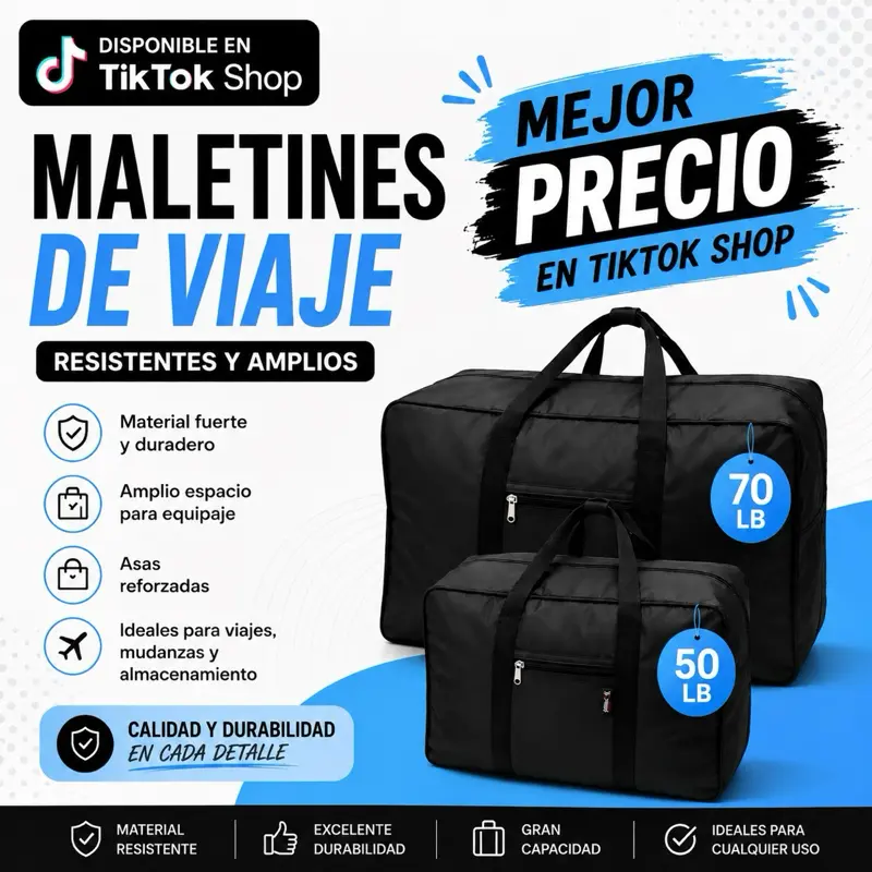 Maletines de Viaje 50 Libras y 70 Libras en Negro Resistente y Amplio Espacio para Equipaje