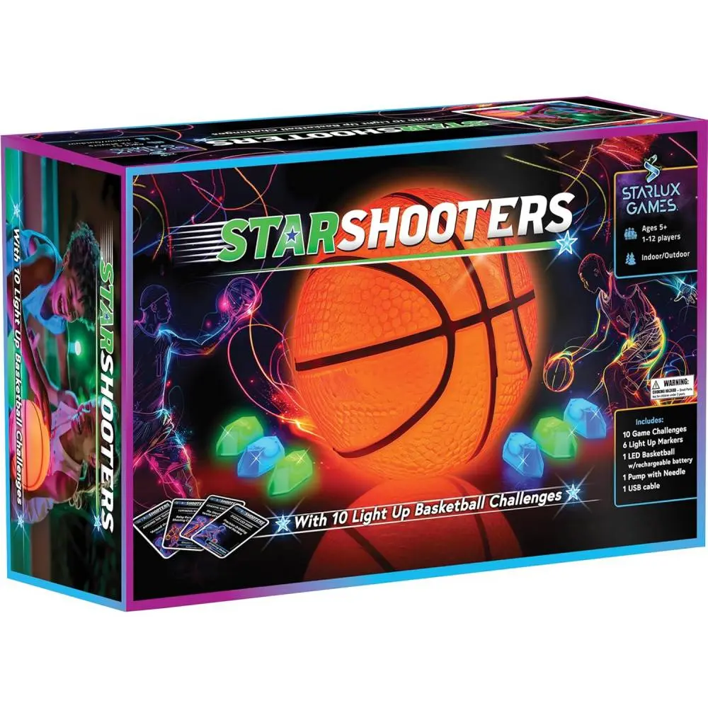 Starshooters: Light Up Basketball Set – Rechargeable, w/10 Game & Training Modes + Marker Lights