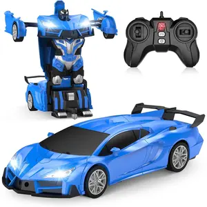 Remote Control Car，Transform Robot RC Cars with Cool LED Headlights, 2.4Ghz Toys Car with 360 Degree Rotation and One-Button Deformation
