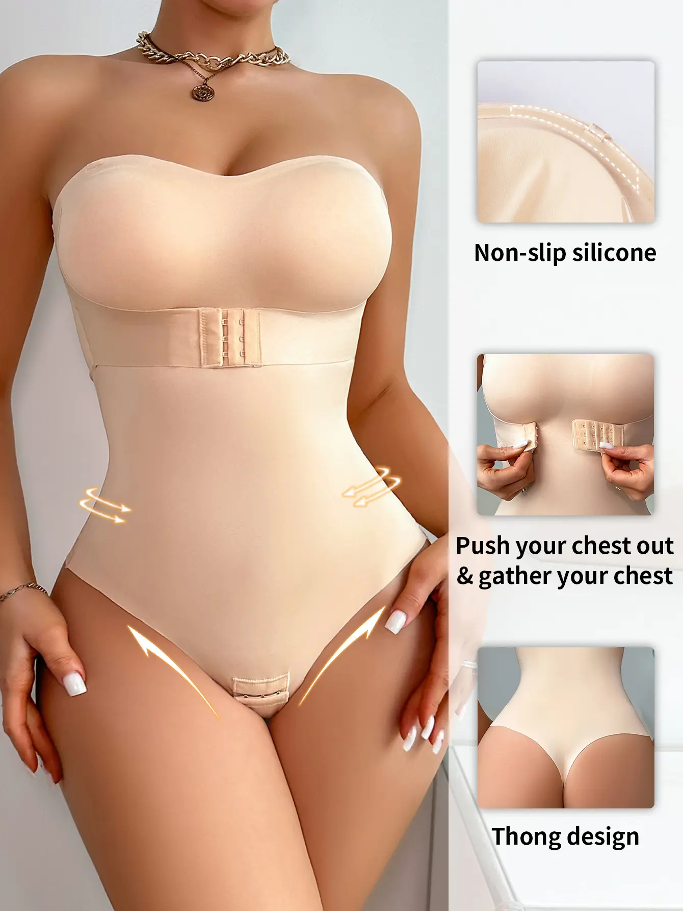 Women's Strapless Sweetheart Corset Bodysuit - Backless Shapewear with Tummy Control for Daily Outfits, Club Wear