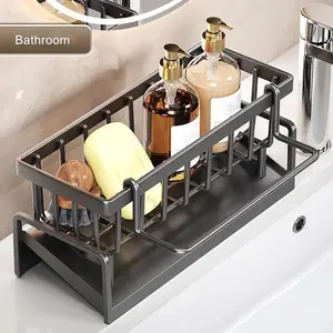 Waterproof Steel Kitchen Sink Drying Rack, Decorative Multifunctional Storage Organizer with Hanging Design, 1-10kg Load Capacity for Household