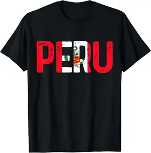100% Cotton Peru Peruvian Flag Vintage Pride T-Shirt