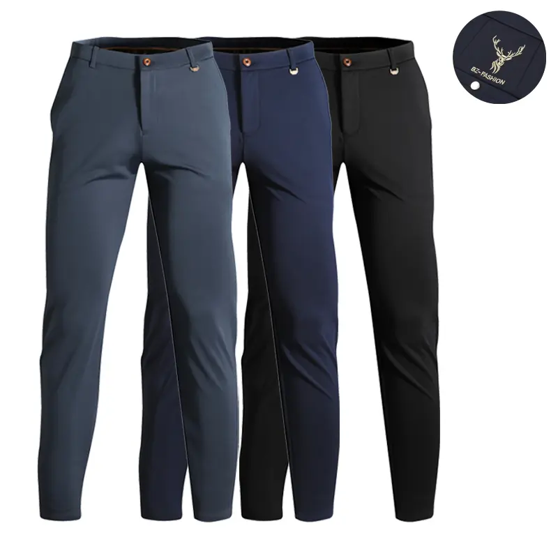 Men’s loose straight leg dress pants with an elastic waistband, wrinkle resistant and comfortable business trousers suitable for formal and casual occasions; stylish casual pants with a premium feel; business suit trousers.