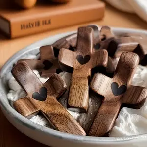 3/10/20Pcs Wooden Cross,Small Pocket Thumb Crosses,Faith Cross,Prayer for Strength and Healing,Condolences Gift,Christian Party Favor