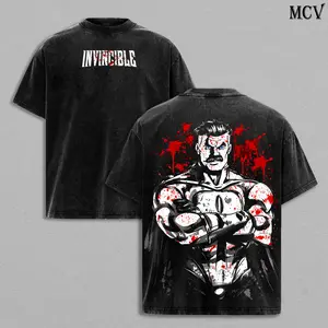 Omni-Man Invincible Vintage Washed Graphic Tee & Hoodie | Heavyweight Double Printed Oversized Streetwear Shirt | Retro Viltrumite Warrior Pump Cover Mens Unisex Fashion