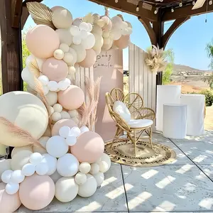 Sand White Balloon Garland Arch Kit-Sand White Balloons Double-Stuffed Peach Balloons For Wedding Baby Shower Bridal Engagement Anniversary Graduation Birthday Decorations
