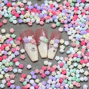 100pcs Resin Camellia Nail Art Decorations, 3D Mixed Sizes 4mm Rose Flowers Rhinestones, Floral Accents, Manicure Accessories Supplies