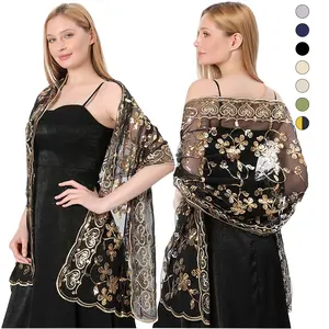 Women 1920s Shawls and Wraps for Evening Party Dress Sparkling Sequin Deco Wedding Scarf for Bride fashion