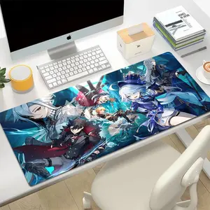 Anime Genshin Impact Furina Large Desk Mat, 80x30cm Non-Slip Rubber Locked Edge Gaming Keyboard Mouse Pad