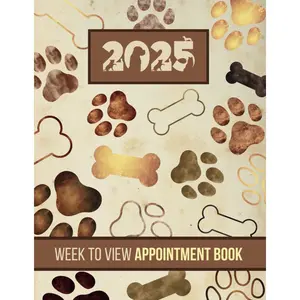 Week To View Appointment Book 2025: Dog Grooming, Walking Dated Client Scheduler & Daily Planner For Pet Business Owner With Hourly Slots And 15 Minute Increments, 52 Weeks, Vintage Cover Paperback – August 7, 2024