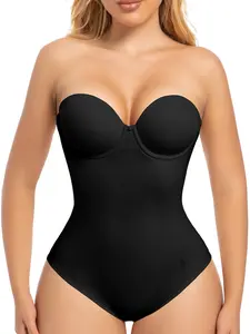 Slimers Adjustable Apricot Shapewear Bodysuit - Removable Thong Straps & Slimming Design for Customizable ComfortAdjustable Apricot Shapewear Bodysuit - Removable Thong Straps & Slimming Design for Customizable Comfort