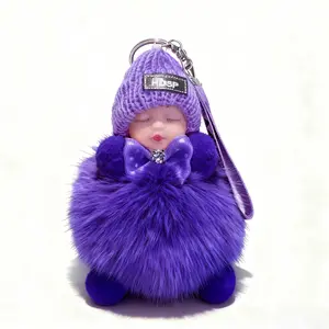 Parking Key - Durable for Easy Access to Your Car,Cute Fluffy Sleeping Baby Doll Plush Funny s Doll Pom Pom For Girls Backpacks Pendant car  accessories  girls