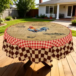 BLIOWL Vintage Farmhouse Rooster Theme Tablecloth,Country Rooster Grid Pattern Printed Design,Suitable For Spring And Summer,Kitchen,Picnic Use,Suitable For Easter,Birthday Parties,Mother's Day, Graduation Season,Wedding Gifts