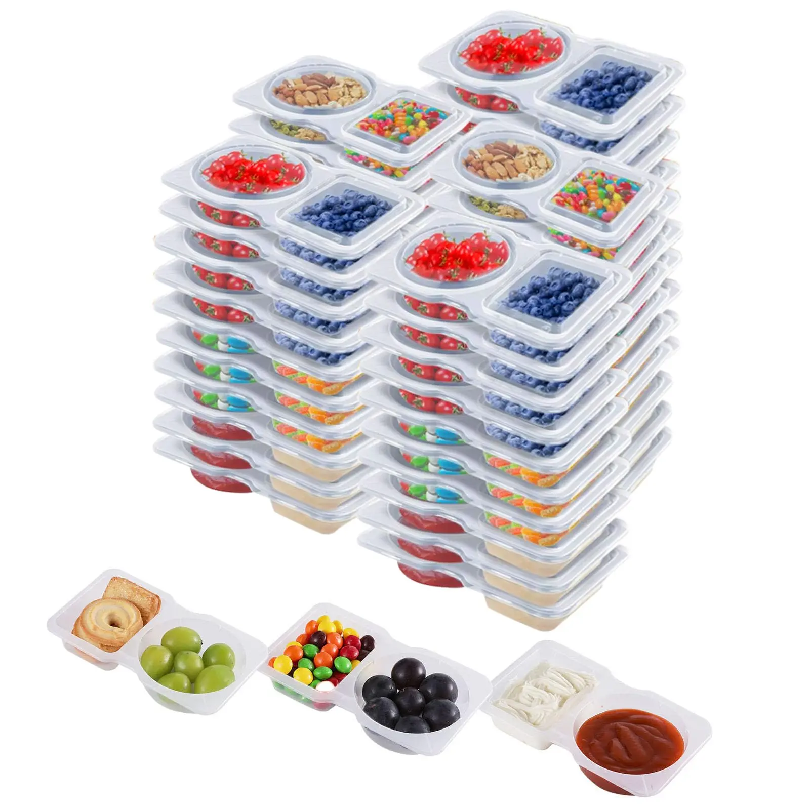 2 Compartment Meal Prep Containers 20Pack, Leakproof BPA Free Food Storage Containers with Lids for Kids Lunch, Snack, School & Picnic