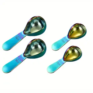 4 Pieces Stainless Steel Coffee Scoop (1 Tbsp, 2 Tbsp) Durable Tablespoon, Ergonomic Measuring Spoon, Suitable for Small and Large Jars, Short-handled Spoon (colored)