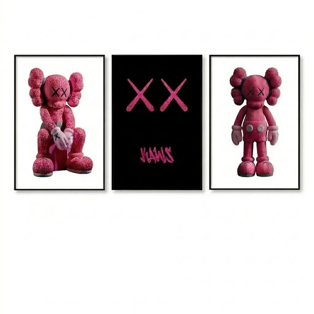 Pink Diamond Hypebeast Figure Poster, Set of 3,Hypebeast Figure,Kawgraffiti,Printable Minimalist Hypebeast Decor #148 Modern Home Decoration Character Art House Gift
