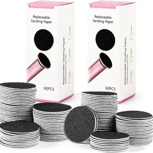 Replacement Sandpaper Discs for Electric Foot File and Foot Rasp, 120 Pieces/2 Boxes, 80/180 Grit, Skin and Feet Callus Remover, Home Spa Use