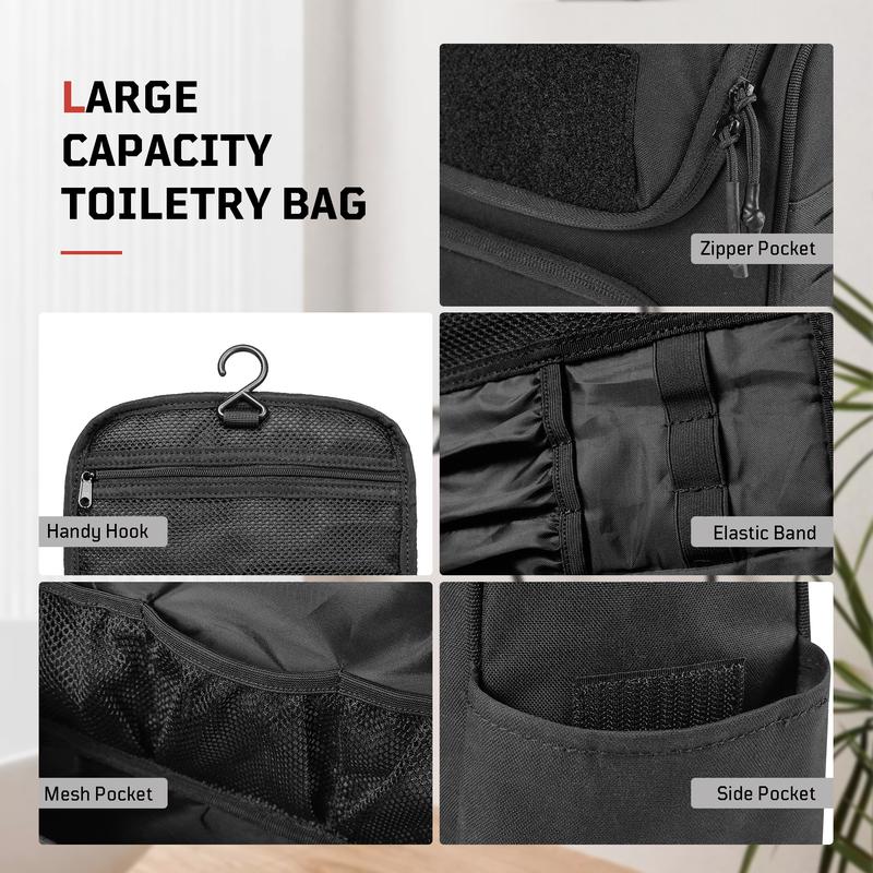 1TG TACTICAL Large Capacity Toiletry Bag Travel Bag with Hanging Hook for Men and Women Waterproof Travel Cosmetic Bag Bathroom Storage Bag for Brushes Set,Full-Sized Shampoo,Toiletries  - TikTokShopBacktoSchool