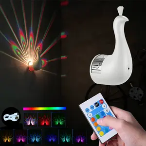 Peacock Projection Desk Lamp, Party Light, Remote Control Night Light, Home USB Charging Rainbow Light, Projection Night Light, Christmas Lights, Led Mood Light