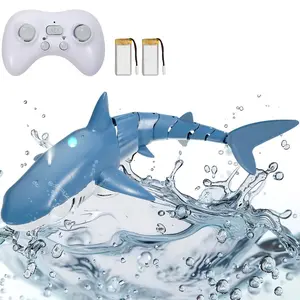 fathersdaygift VEVOR Remote Control Shark Toy, 2.4GHz High Simulation Shark RC Boat for Swimming Pool Bathroom, Electric RC Shark Fish Toy with 2 Batteries, Light Spray Water Function for 6+ Year Old Boys Girls