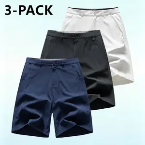 Men’s stretch quick-dry casual suit shorts—business/commute golf mid-thigh shorts. Blended fabric with built-in stretch; suitable for office commutes, golf courses, everyday shopping, and short trips.